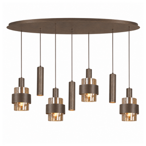 Highlight Moderne hotel chique hanglamp Marrone 7-lichts ovaal choco met bruin glas