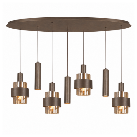 Highlight Moderne hotel chique hanglamp Marrone 7-lichts ovaal choco met bruin glas