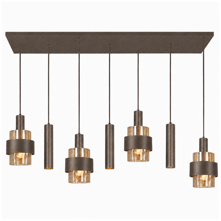 Highlight Moderne hotel chique hanglamp Marrone 7-lichts choco met bruin glas