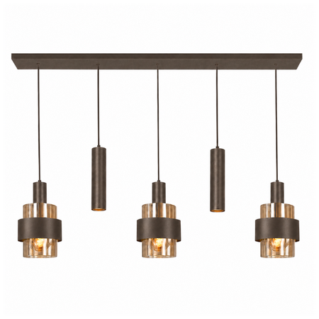 Highlight Hotel chique hanglamp Marrone 5-lichts choco met bruin glas en spots