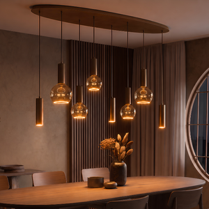 Highlight Hotel chique hanglamp Locarno 8-lichts ovaal choco bruin