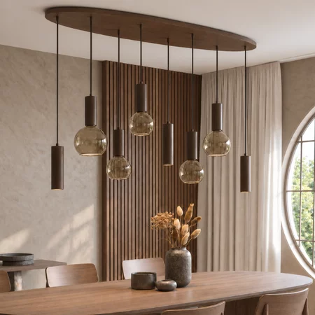 Highlight Hotel chique hanglamp Locarno 8-lichts ovaal choco bruin