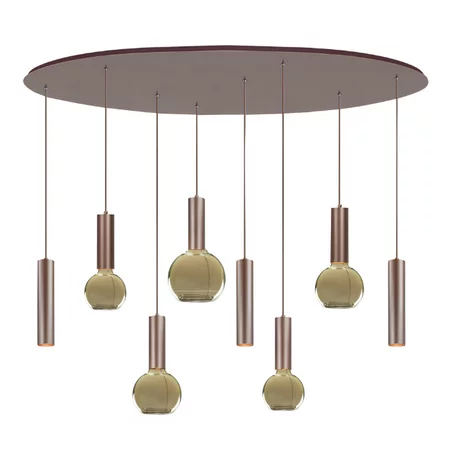 Highlight Hotel chique hanglamp Locarno 8-lichts ovaal choco bruin