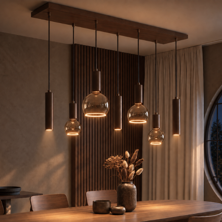 Highlight Moderne hanglamp Locarno 7-lichts choco bruin