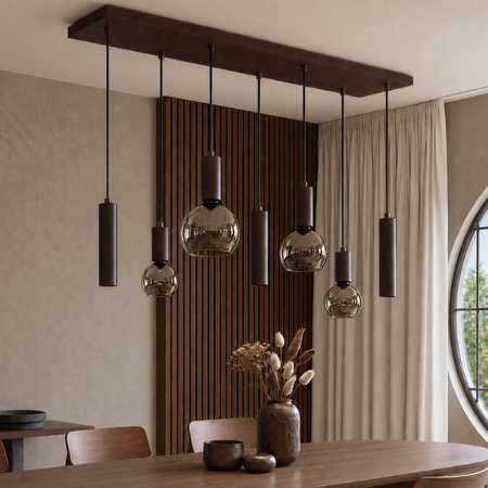 Highlight Moderne hanglamp Locarno 7-lichts choco bruin