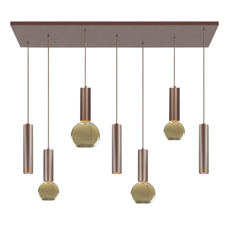 Highlight Moderne hanglamp Locarno 7-lichts choco bruin
