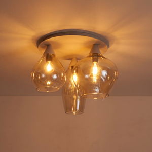 Highlight Hotel chique plafondlamp Cambio 3-lichts zand met amber glas