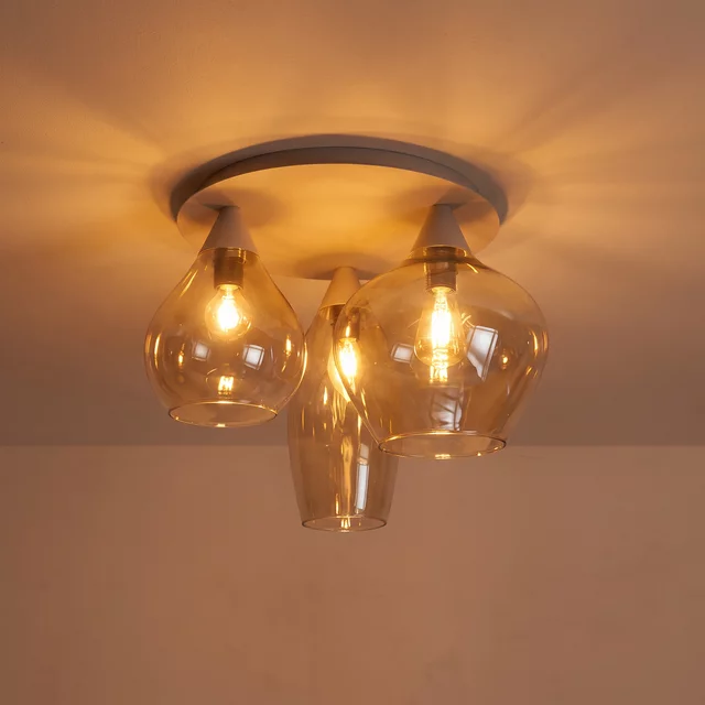 Plafondlamp Cambio 3-lichts zand amber glas
