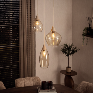 Highlight Hotel chique hanglamp Cambio 3-lichts rond zand met amber glas