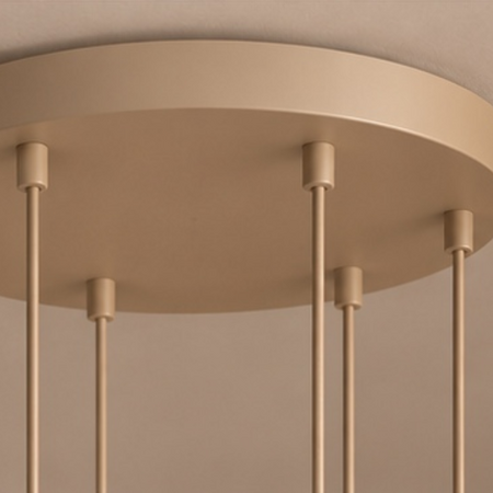 Highlight Japandi hanglamp Cambio 6-lichts rond getrapt zand met amber glas