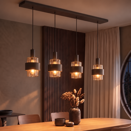 Highlight Moderne hotel chique hanglamp Marrone 4-lichts choco met bruin glas op balk