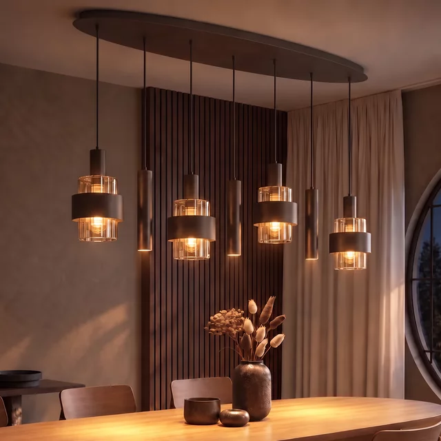 Hanglamp Marrone 7-lichts choco ovaal
