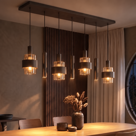 Highlight Moderne hotel chique hanglamp Marrone 7-lichts choco met bruin glas