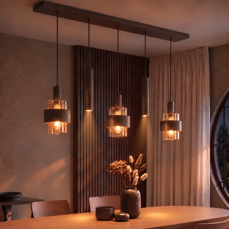 Highlight Hotel chique hanglamp Marrone 5-lichts choco met bruin glas en spots