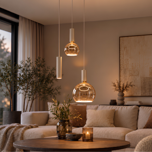 Hanglamp Locarno 3-lichts getrapt zand