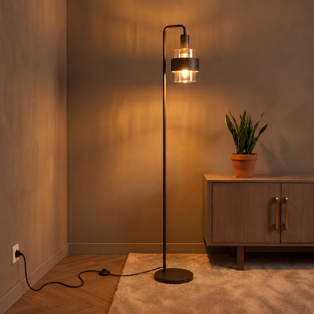 Vloerlamp Marrone 1-lichts choco bruin glas