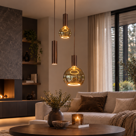 Highlight Moderne hanglamp Locarno 3-lichts getrapt choco bruin