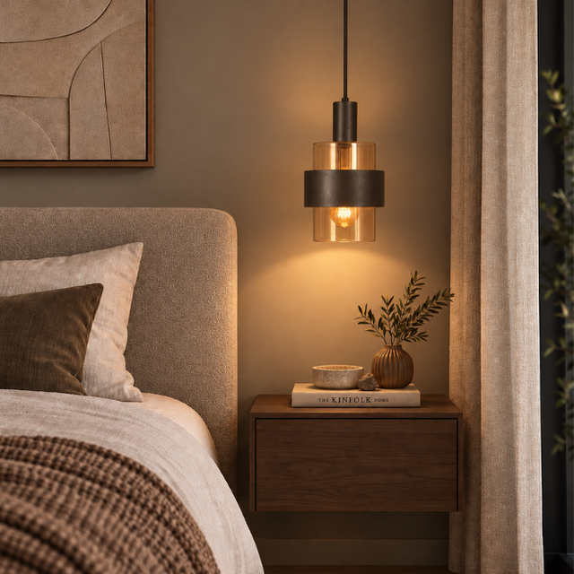 Hanglamp Marrone 1-lichts choco bruin glas