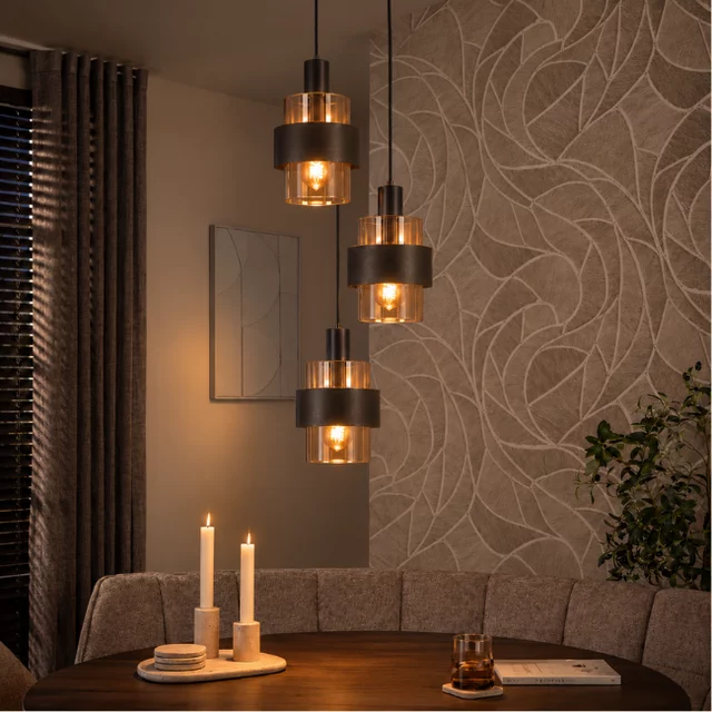 Hanglamp Marrone 3-lichts getrapt choco