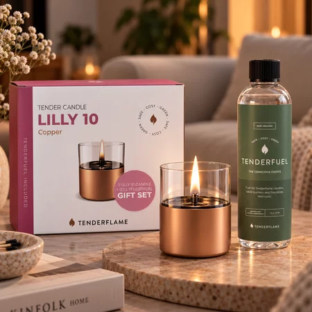 Tenderflame Tenderflame Lilly 10 Copper giftset met 0,5 liter Tenderfuel