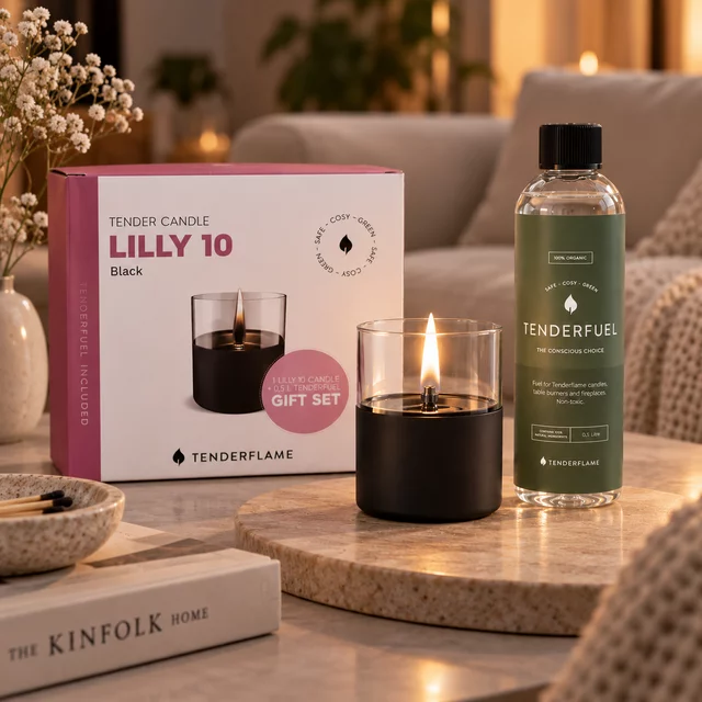 Tenderflame Lilly 10 sfeerhaard giftset zwart