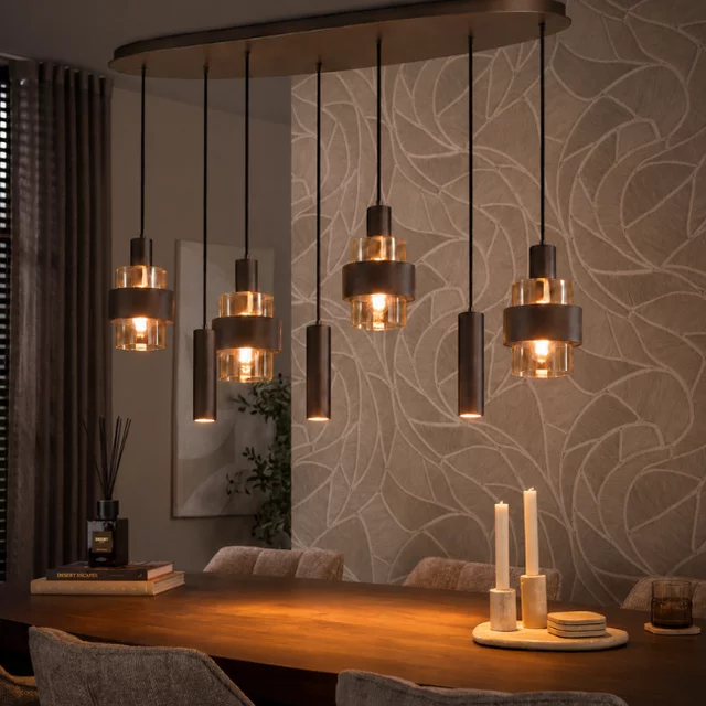 Hanglamp Marrone 7-lichts choco ovaal