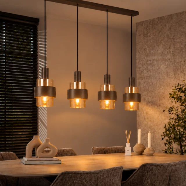 Hanglamp Marrone 4-lichts choco op balk
