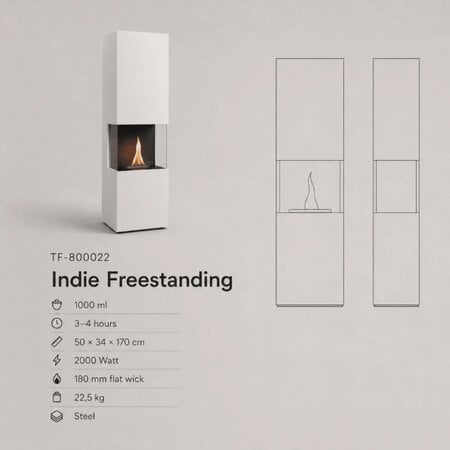 Tenderflame Moderne vrijstaande sfeerhaard Tenderflame Indie wit