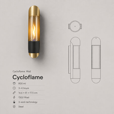 Tenderflame Gouden wandhaard Tenderflame Cycloflame Wall met draaiende vlam