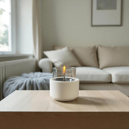 Tenderflame Japandi tafelhaard Tenderflame Lotus 12 witbeton met glas