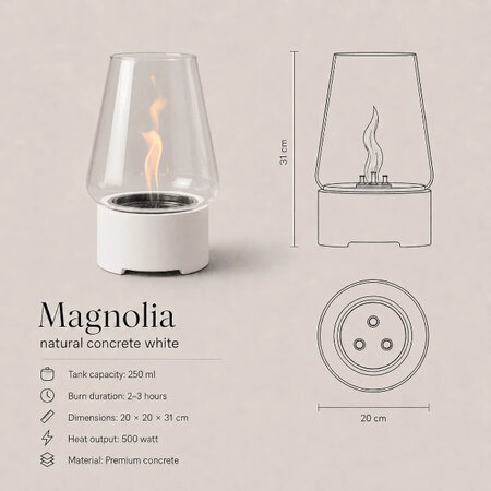 Tenderflame Tafelhaard Tenderflame Magnolia wit beton