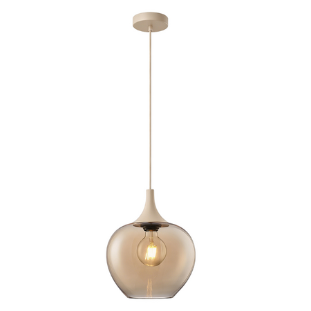 Freelight Hotel chique hanglamp Fresu 1-lichts crème met amber glas