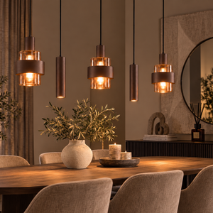 Highlight Hotel chique hanglamp Marrone 5-lichts choco met bruin glas en spots