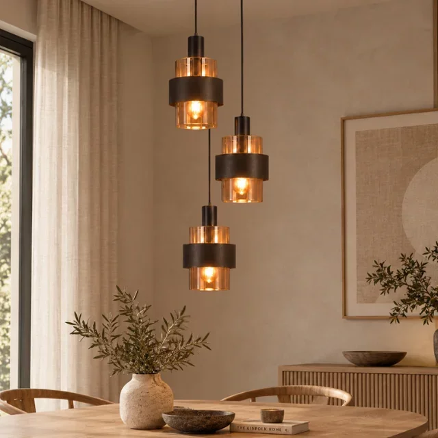 Hanglamp Marrone 3-lichts getrapt choco