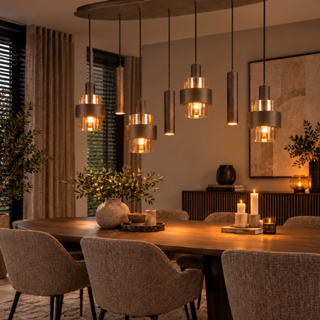 Highlight Moderne hotel chique hanglamp Marrone 7-lichts ovaal choco met bruin glas