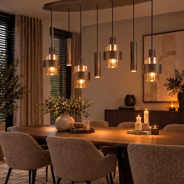 Hanglamp Marrone 7-lichts choco ovaal