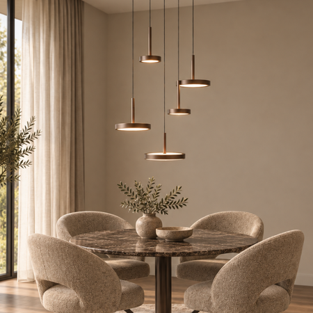 Highlight Moderne hanglamp Falcon 5-lichts getrapt choco bruin