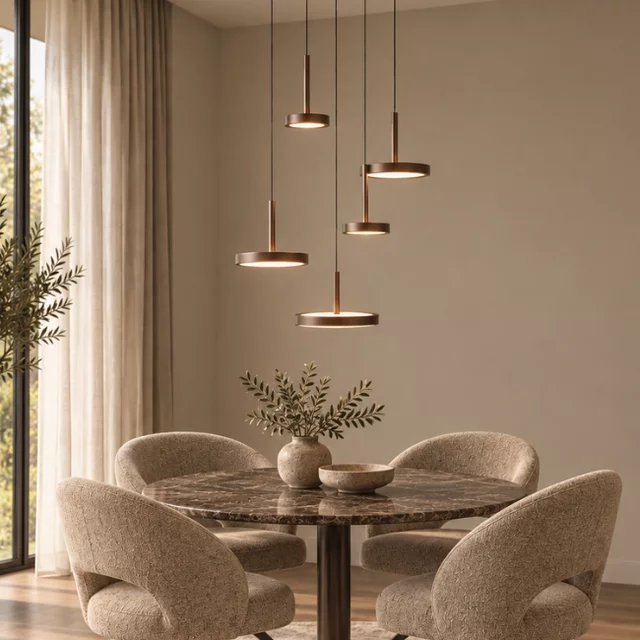 Hanglamp Falcon 5-lichts getrapt choco bruin