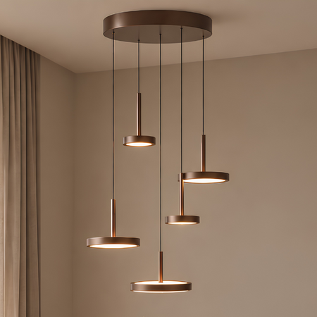 Highlight Moderne hanglamp Falcon 5-lichts getrapt choco bruin