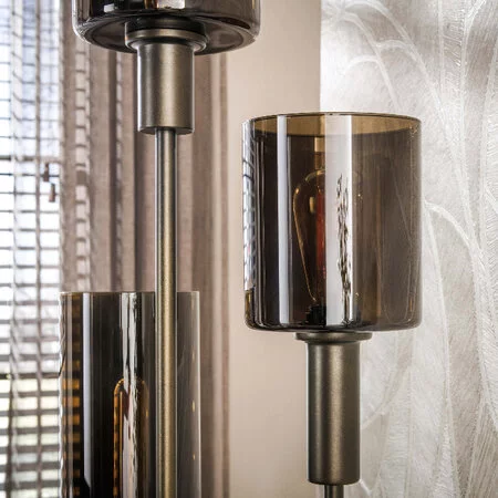 BelaLuz Hotel chique vloerlamp Calore 5-lichts met Sienna brown glas