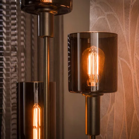 BelaLuz Hotel chique vloerlamp Calore 5-lichts met Sienna brown glas