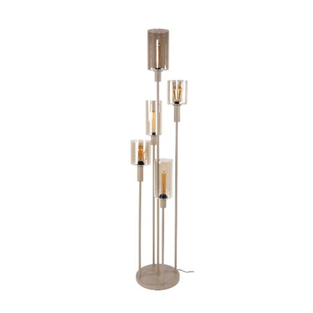 BelaLuz Modern hotel chique vloerlamp Calore 5-lichts beige met amber glas