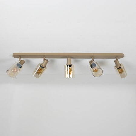 BelaLuz Moderne opbouwspot Calore 5-lichts beige met amber glas
