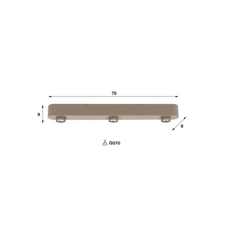 BelaLuz Moderne opbouwspot Bar 3-lichts beige