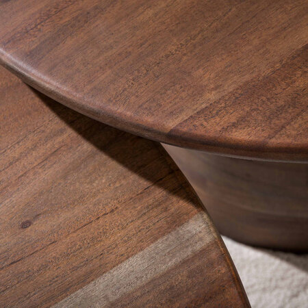 BelaLuz Landelijke salontafel Mova set van 2 in massief acacia bruin
