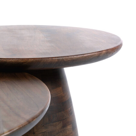BelaLuz Landelijke salontafel Mova set van 2 in massief acacia bruin