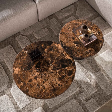 BelaLuz Moderne salontafel Amara set van 2 rond dark Emperador