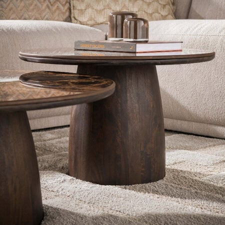 BelaLuz Moderne salontafel Amara set van 2 rond dark Emperador