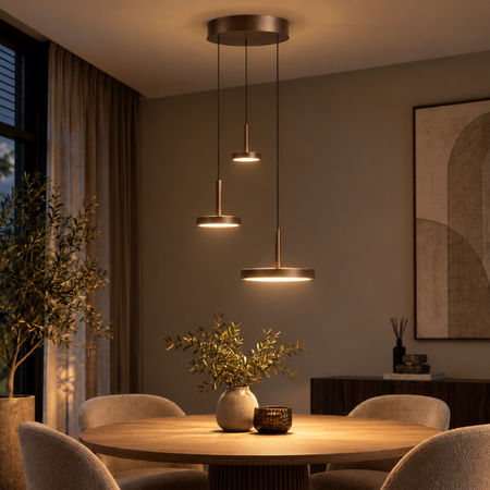 Highlight Moderne hanglamp Falcon 3-lichts getrapt choco bruin