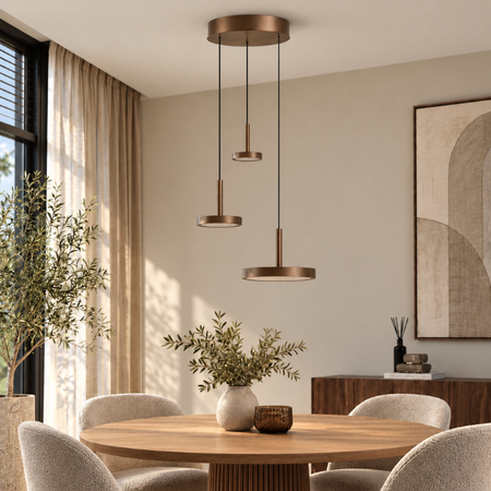 Highlight Moderne hanglamp Falcon 3-lichts getrapt choco bruin